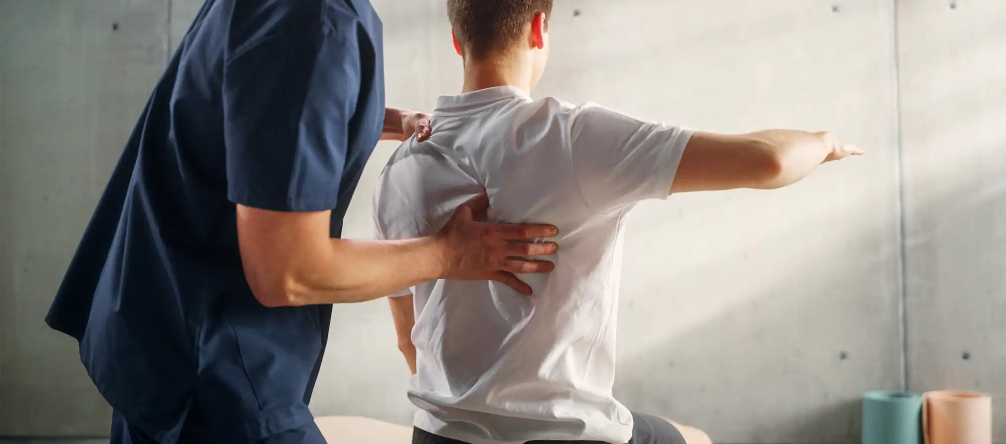 Guiding a patient through back and posture assessment for neck and back pain care